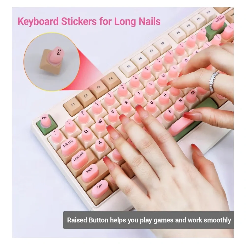 Raised Keyboard Stickers for Long Nails